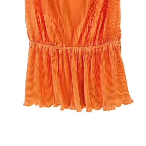 New RolyPoly Orange Pleated Backless Halter Tank Wide Leg Pant Set of 2 Small - Picture 4 of 8